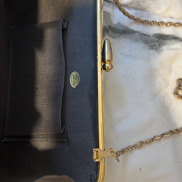 Non Signe Vintage Grey Iridescent Acrylic Kiss-Lock Clutch/ Shoulder Bag